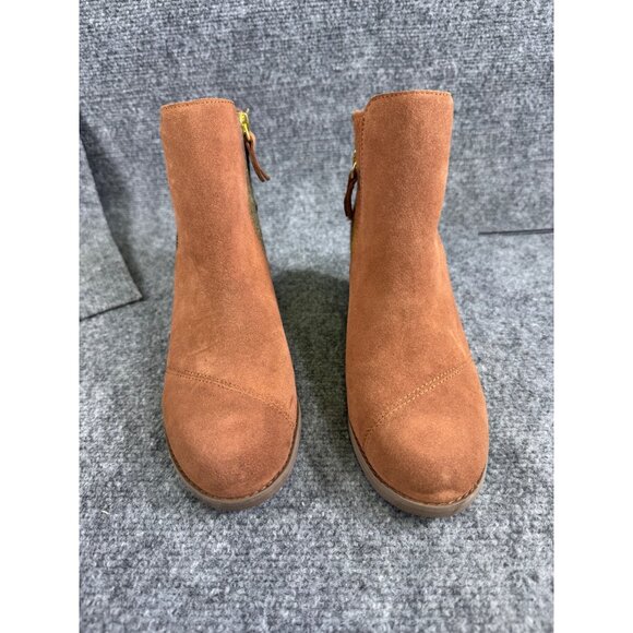 Toms Womens 7.5 brown multicolor Plaid Suede Wedge Ankle Boots - Picture 9 of 16